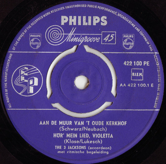 3 Jacksons - Aan Muur Van 'T OuKerkhof Vinyl Singles Media VG+ / Sleeve Generic