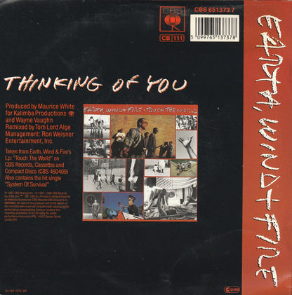 Earth, Wind & Fire - Thinking Of You Vinyl Singles Vinyl Very Good (VG) <br> Hoes Good Plus (G+)