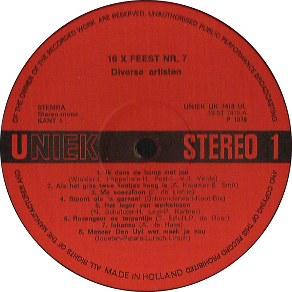 Various  - 16 X Feest 7 (LP) 51106 Vinyl LP VINYLSINGELS.NL