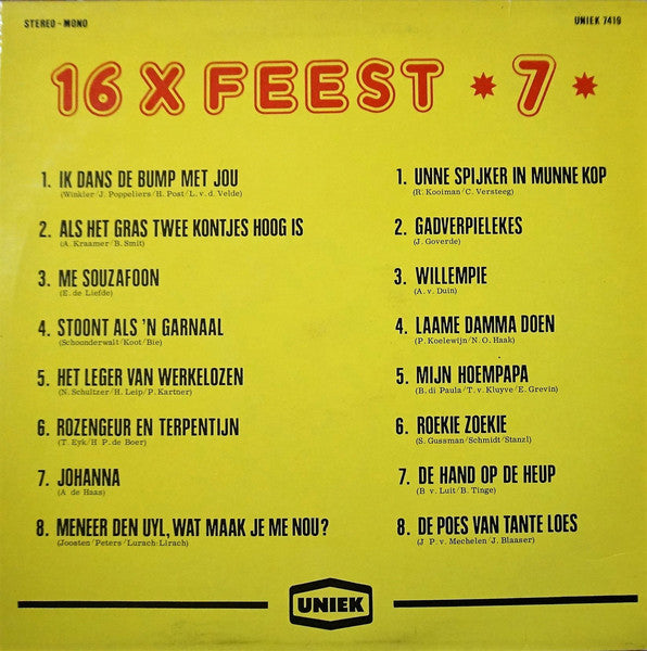 Various  - 16 X Feest 7 (LP) 51106 Vinyl LP VINYLSINGELS.NL