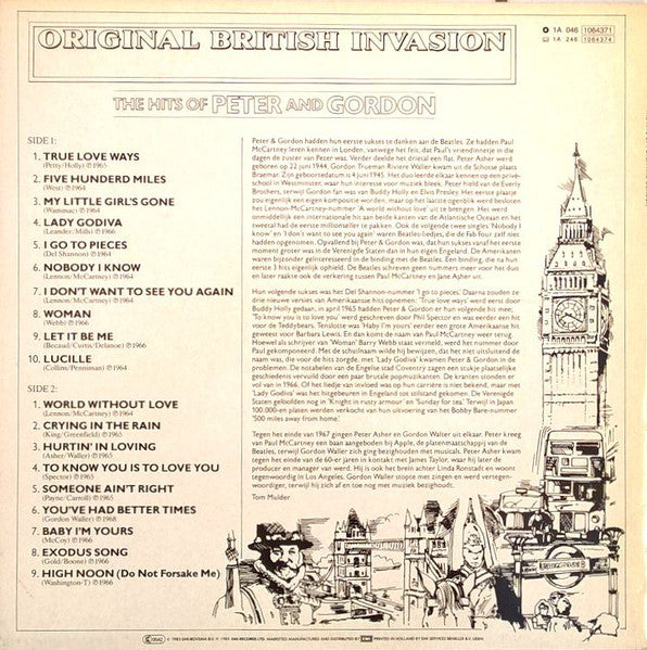 Peter & Gordon - The Hits Of Peter And Gordon (LP) Vinyl LP Media: VG <br> Hoes: G+
