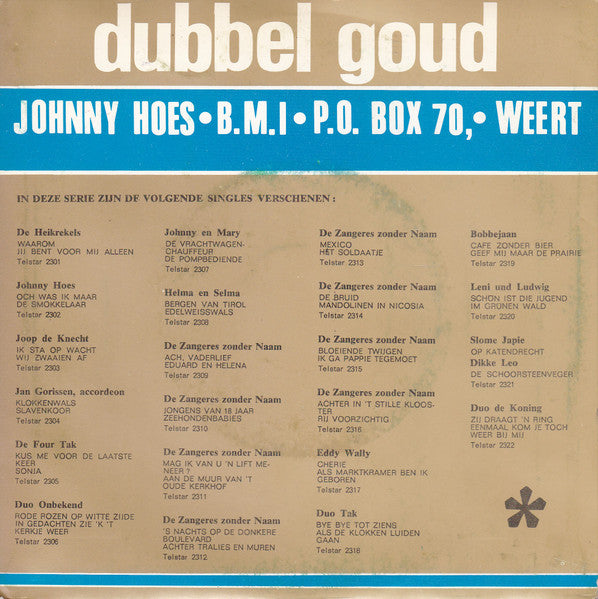 Zangeres Zonder Naam - 's Nachts Op De Donkere Boulevard Vinyl Singles Vinyl Very Good (VG) <br> Hoes Good Plus (G+)