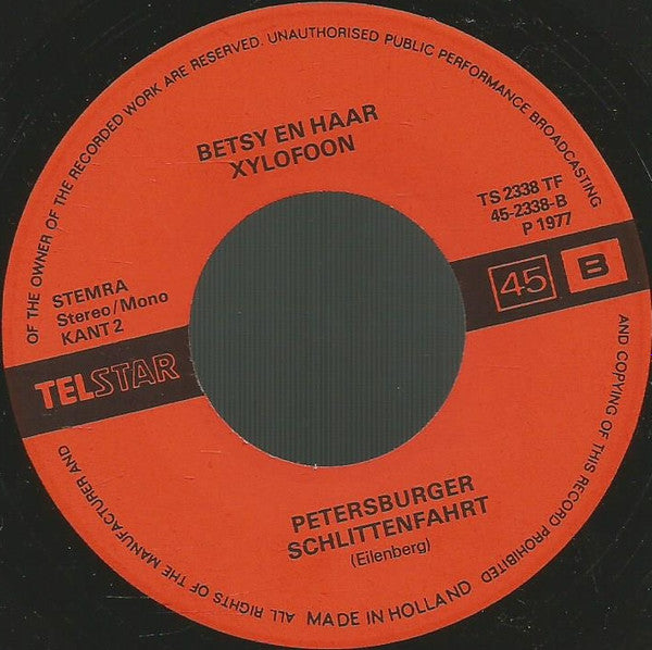 Betsy En Haar Xylofoon - Circus Renz Vinyl Singles Vinyl Very Good (VG) <br> Hoes Generic