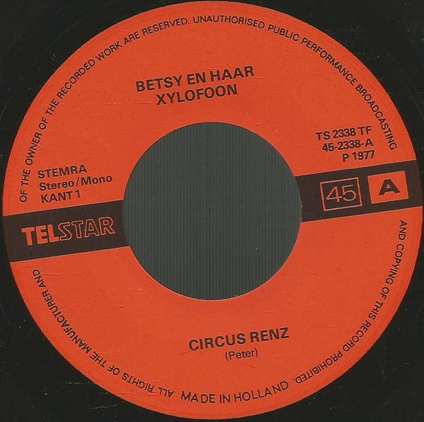 Betsy En Haar Xylofoon - Circus Renz Vinyl Singles Vinyl Very Good (VG) <br> Hoes Generic