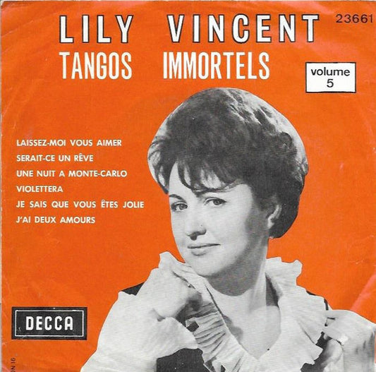 Lily Vincent - Tangos Immortels N°9 & 10 (Volume 5) Vinyl Singles EP Vinyl Very Good (VG) <br> Hoes Good Plus (G+)