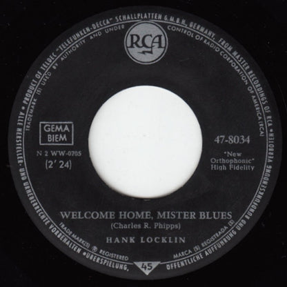 Hank Locklin - Welcome Home, Mister Blues Vinyl Singles Vinyl Very Good (VG) <br> Hoes Generic
