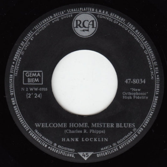 Hank Locklin - Welcome Home, Mister Blues Vinyl Singles Vinyl Goed / Hoes Generic