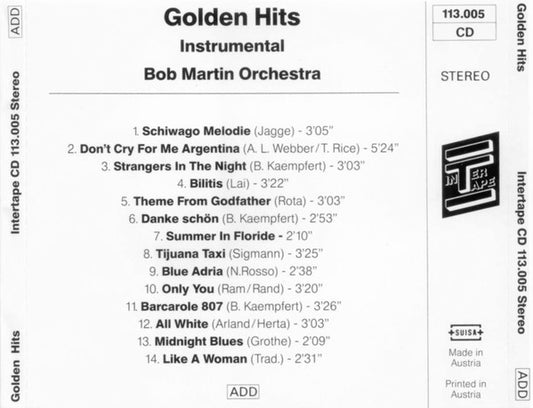 Bob Martin Orchestra - Golden Hits Instrumental (CD)