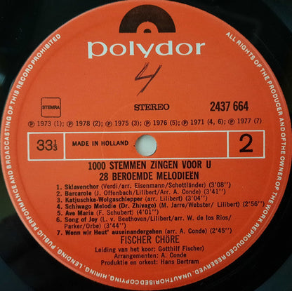 Fischer Chöre - 1000 Stemmen Zingen Voor U 28 Beroemde Melodieën (LP) 43555