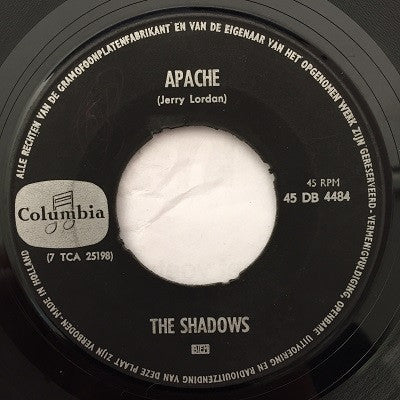Shadows - Apache Vinyl Singles Vinyl Very Good (VG) <br> Hoes Generic