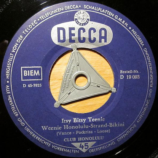 Club Honolulu - Itsy Bitsy Teenie Weenie Honolulu Strand Bikini Vinyl Singles Vinyl Very Good (VG) <br> Hoes Generic