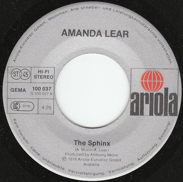 Amanda Lear - The Sphinx 39502 Vinyl Singles Goede Staat