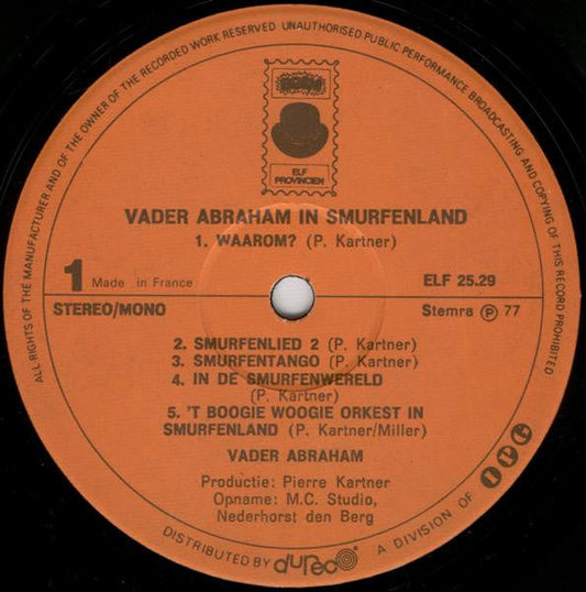 Vader Abraham - In Smurfenland (LP) 51143 Vinyl LP Vinyl Zeer Goed / Hoesje Goed "VINYLSINGLES.NL"