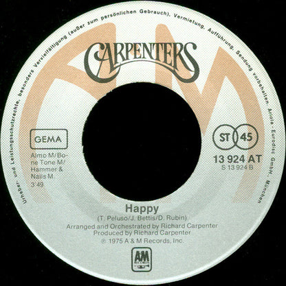 Carpenters - Only Yesterday Vinyl Singles Vinyl Very Good (VG) <br> Hoes Generic