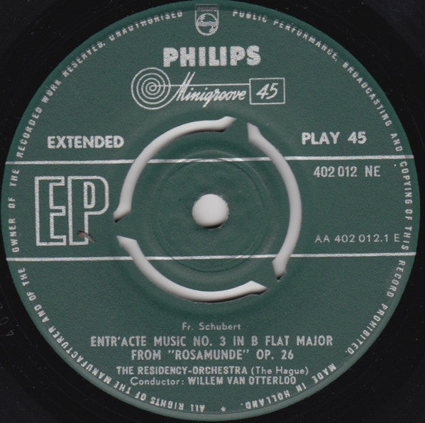 Fr. Schubert, The Residency Orchestra (The Hague), Willem Van Otterloo – Entr'Acte Music No. 3