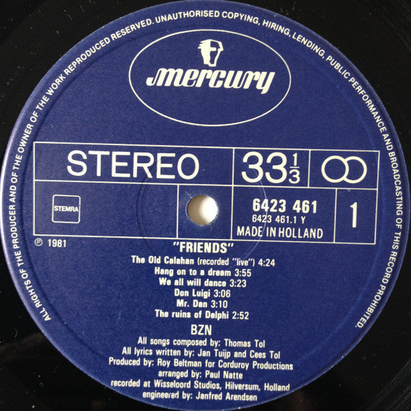 BZN - Friends (LP) Vinyl LP Vinyl Very Good (VG) <br> Hoes Good Plus (G+)