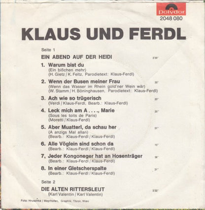 Klaus Und Ferdl - Ein Abend Auf Der Heidi Vinyl Singles Vinyl Very Good (VG) <br> Hoes Good Plus (G+)