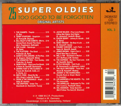 Various - 25 Super Oldies Vol. 3 - Too Good To Be Forgotten (CD) Compact Disc Goede Staat
