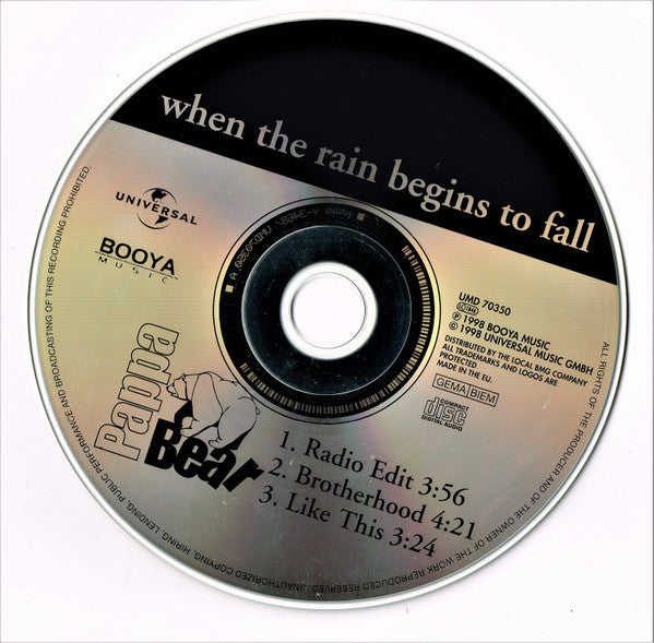 Pappa Bear Feat. Jan van der Toorn - When The Rain Begins To Fall (CD) Compact Disc Single Goede Staat