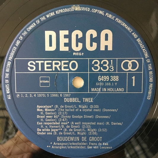 Boudewijn de Groot - Dubbel, Twee (LP) Vinyl LP Dubbel Vinyl Zeer Goed / Hoesje Goed "VINYLSINGLES.NL"