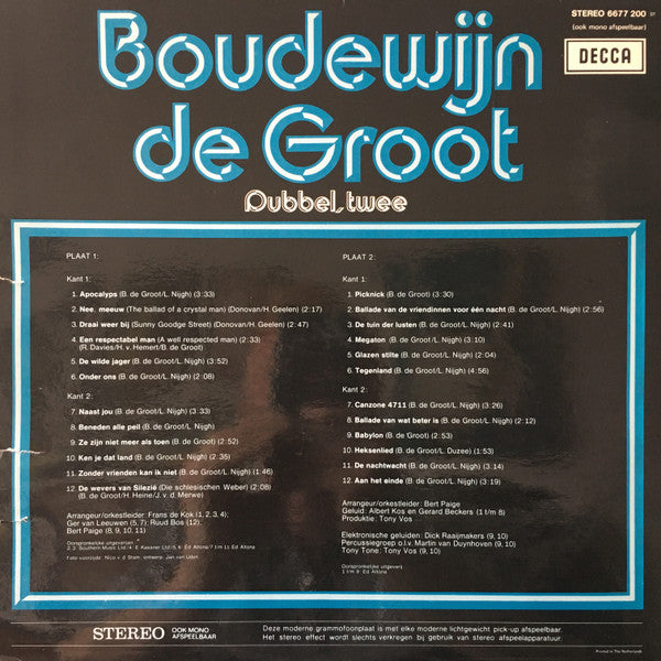 Boudewijn de Groot - Dubbel, Twee (LP) 46707 Vinyl LP VINYLSINGELS.NL