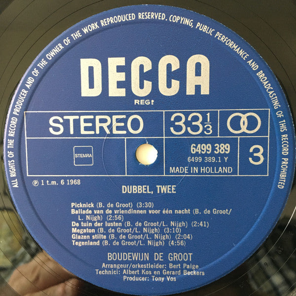 Boudewijn de Groot - Dubbel, Twee (LP) Vinyl LP Dubbel Vinyl Very Good (VG) <br> Hoes Good Plus (G+)