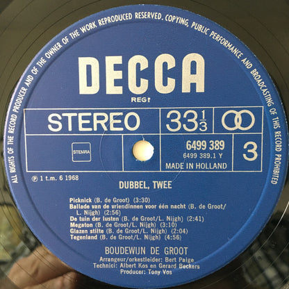 Boudewijn de Groot - Dubbel, Twee (LP) Vinyl LP Dubbel Vinyl Very Good (VG) <br> Hoes Good Plus (G+)