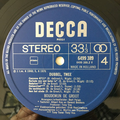 Boudewijn de Groot - Dubbel, Twee (LP) Vinyl LP Dubbel Vinyl Very Good (VG) <br> Hoes Good Plus (G+)