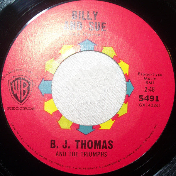 B.J. Thomas - Billy And Sue Vinyl Singles Vinyl (VG) <br> Hoes Generic