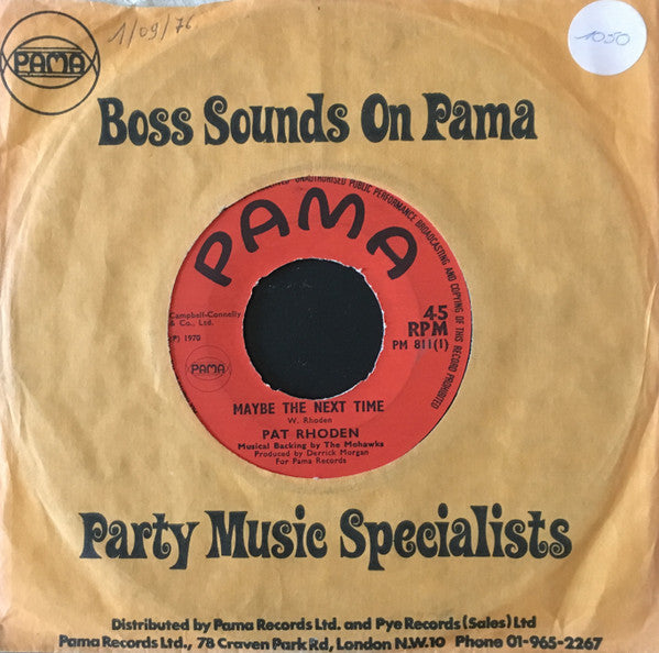 Pat Rhoden - Maybe The Next Time Vinyl Singles Vinyl (VG) <br> Hoes Generic