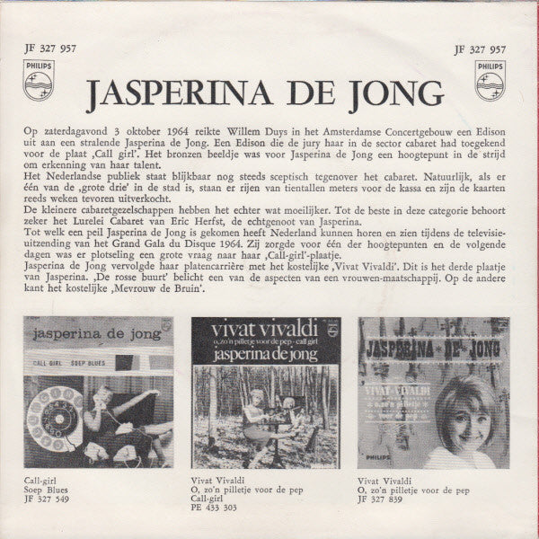 Jasperina De Jong - De Rosse Buurt Vinyl Singles VINYLSINGLES.NL