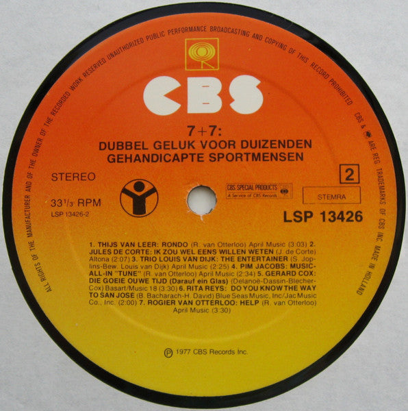 Various - *+*: Dubbel Geluk Voor Duizenden Gehandicapte Sportmensen (LP) Vinyl LP Vinyl Very Good (VG) <br> Hoes Good Plus (G+)
