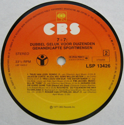 Various - *+*: Dubbel Geluk Voor Duizenden Gehandicapte Sportmensen (LP) Vinyl LP Vinyl Very Good (VG) <br> Hoes Good Plus (G+)