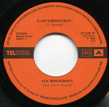 Jan Boezeroen - Gadverpielekes! Vinyl Singles Vinyl Very Good (VG) <br> Hoes Good Plus (G+)