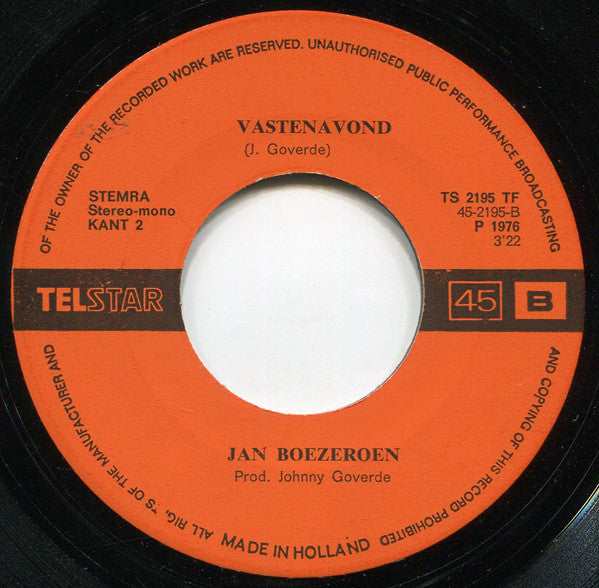 Jan Boezeroen - Gadverpielekes! Vinyl Singles Vinyl Very Good (VG) <br> Hoes Good Plus (G+)