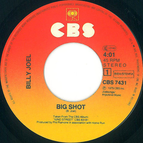 Billy Joel - Big Shot 38722 Vinyl Singles Goede Staat