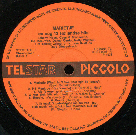 Various - Marietje (Want In 't Bos Daar Zijn De Jagers) En Andere Hollandse Hits (LP) 46429