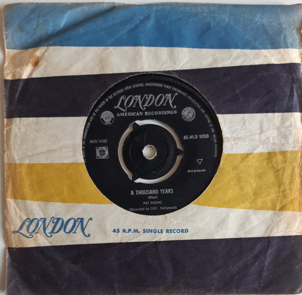 Pat Boone - Moody River Vinyl Singles Vinyl (VG) <br> Hoes Generic