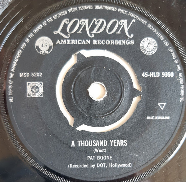 Pat Boone - Moody River Vinyl Singles Vinyl (VG) <br> Hoes Generic