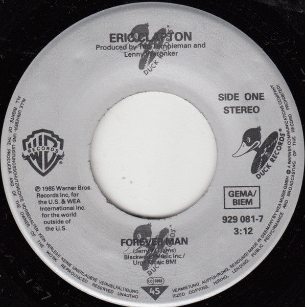 Eric Clapton - Forever Man Vinyl Singles Vinyl Very Good (VG) <br> Hoes Generic