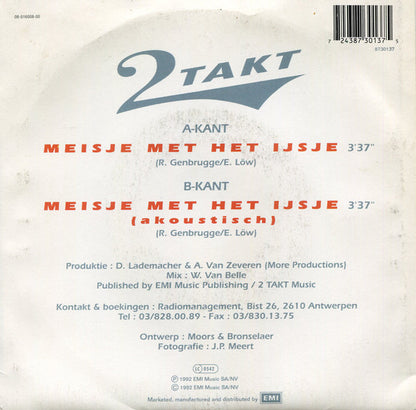 2 Takt - Meisje Met Het IJsje 43210 Vinyl Singles Vinyl Very Good (VG) <br> Hoes Good Plus (G+)