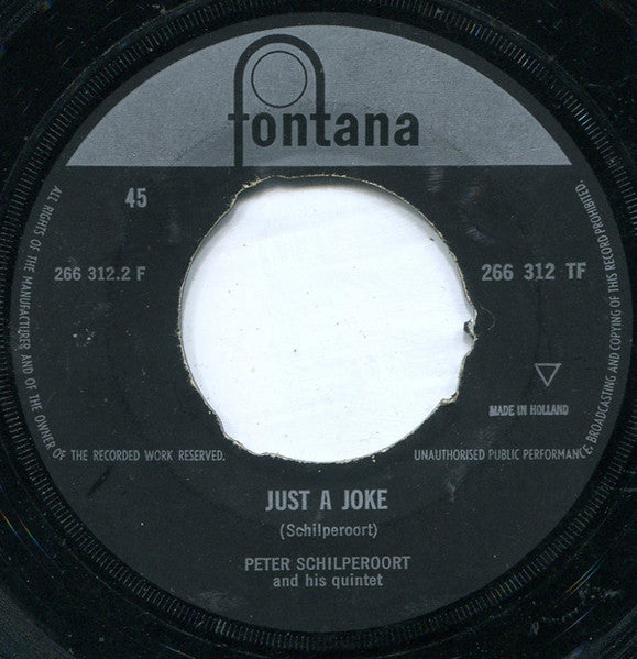 Peter Schilperoort Quintet - Just A Joke Vinyl Singles Vinyl Very Good (VG) <br> Hoes Generic