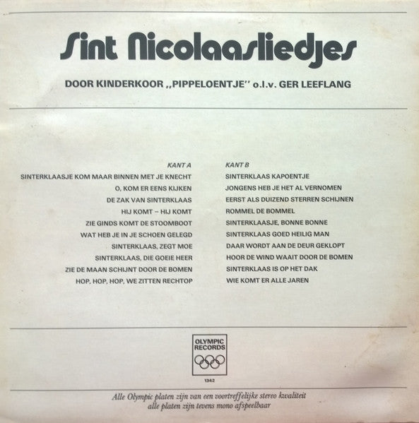 Kinderkoor Pippeloentje - Sint Nicolaas Liedjes (LP) 51308 Vinyl LP Goede Staat