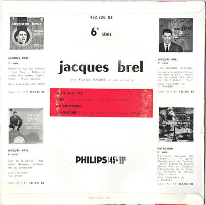 Jacques Brel - * Vinyl Singles EP Vinyl Very Good (VG) <br> Hoes Good Plus (G+)