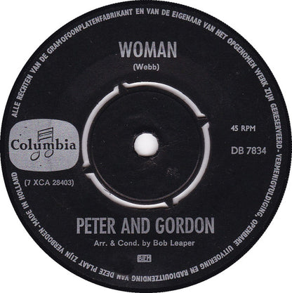 Peter & Gordon - Woman Vinyl Singles Vinyl Very Good (VG) <br> Hoes Generic