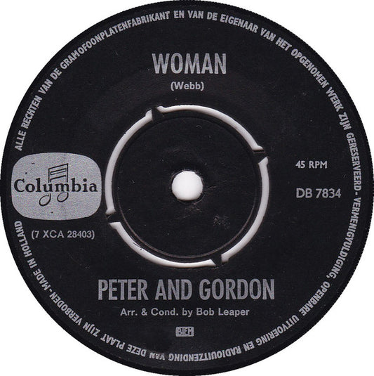 Peter & Gordon - Woman Vinyl Singles Vinyl Very Good (VG) <br> Hoes Generic