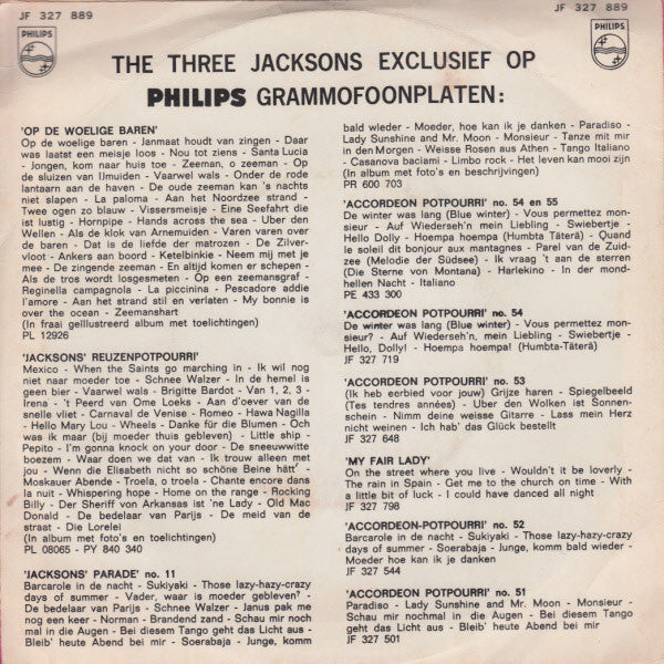 3 Jacksons - Accordeon Potpourri No. 56 Vinyl Singles Vinyl Very Good (VG) <br> Hoes Good Plus (G+)