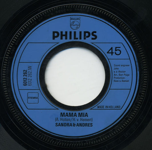 Sandra & Andres - Mama Mia Vinyl Singles Vinyl Very Good (VG) <br> Hoes Generic
