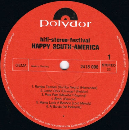 Various - Hifi-Stereo-Festival - Happy South-America (LP) Vinyl LP Vinyl Very Good (VG) <br> Hoes Good Plus (G+)