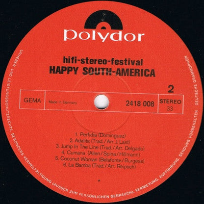 Various - Hifi-Stereo-Festival - Happy South-America (LP) Vinyl LP Vinyl Very Good (VG) <br> Hoes Good Plus (G+)
